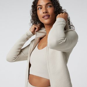 Waffle Seamless Zip Hoodie | Ecru